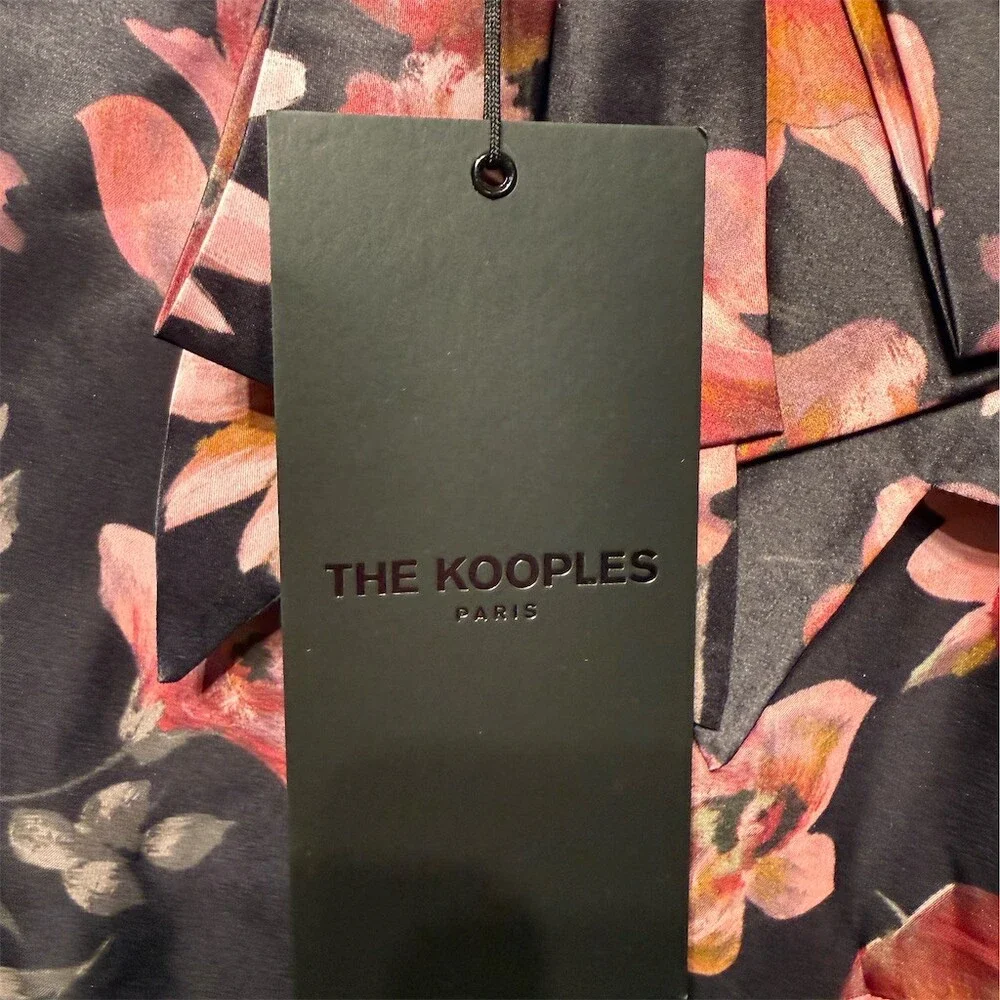 $325 The Kooples Skirt Womens Size S Black Floral Wrap Midi Asym Hem Tie Waist